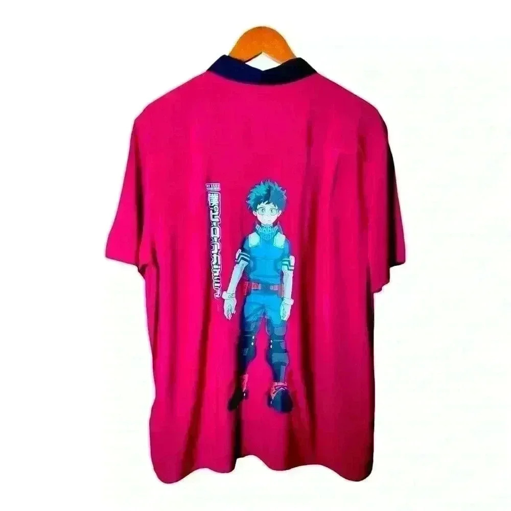 My hero academia x primitive Izuku Midoriya, Button Up, Red Size Large